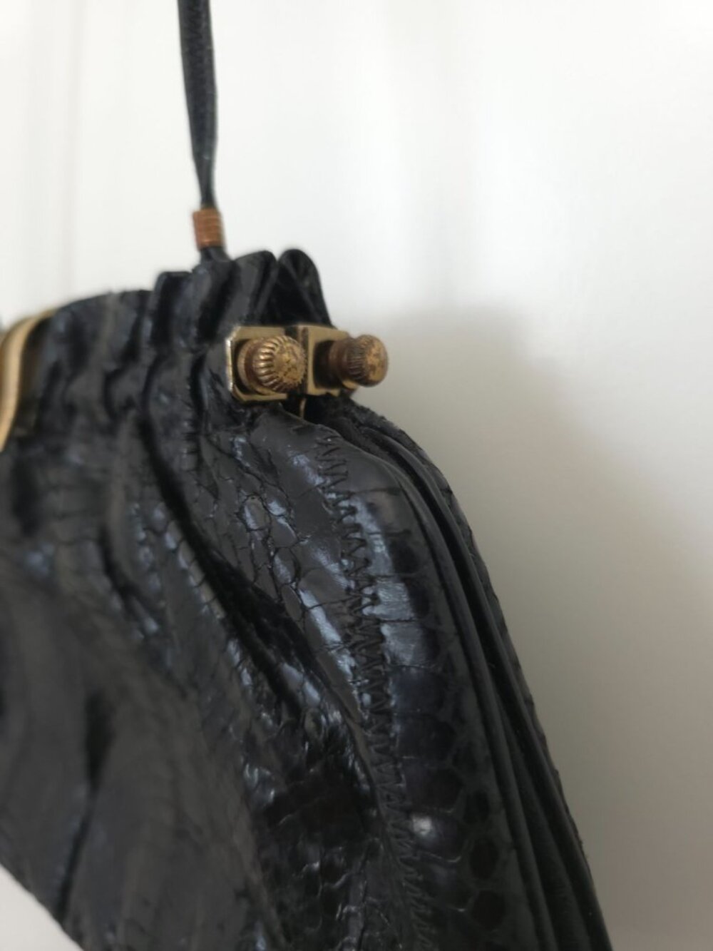 Vintage Sony Studios Wardrobe x BAGS BY SUPREME Black Snakeskin Shoulder Bag - Picture 7 of 11